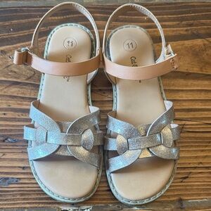 Cat & Jack Girls' Glitter Strappy Sandals in Gold and Tan